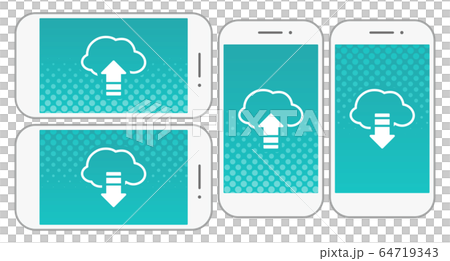 スマートフォンとクラウドアイコンのイラスト素材