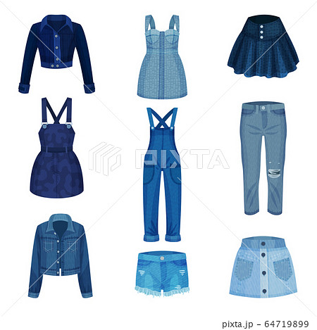 Denim Blue Clothing Items As Womenswear With のイラスト素材