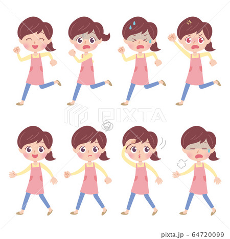 Cute Type Nursery Teacher Walking Runningのイラスト素材