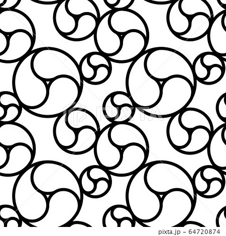 巴 風呂敷 円 陰陽 シームレスパターン  64720874