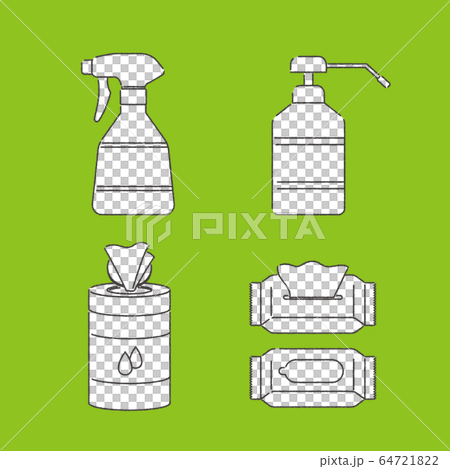 Illustration set of sanitizing items (white) 64721822