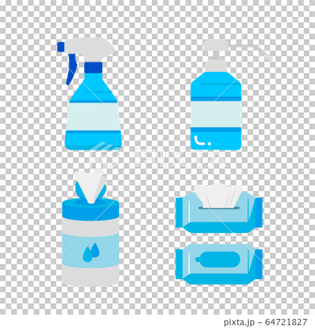 除菌アイテムのイラストセット(カラー) 除菌アイテムのイラストセット(カラー) 64721827
