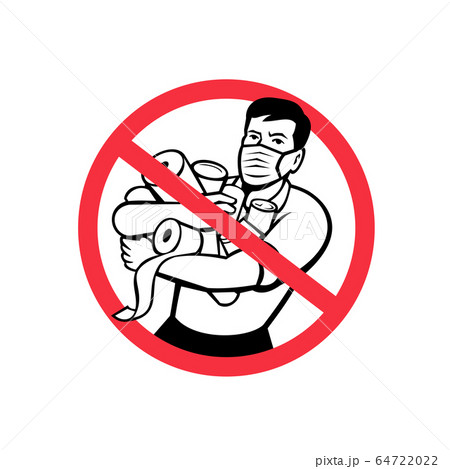 Stop Panic Buying Male Shopper Sign Icon 64722022