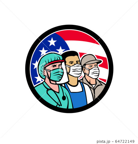 American Front Line Workers as Heroes Circle 64722149