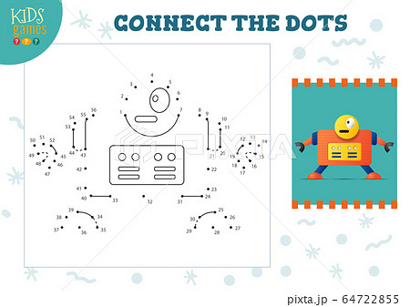 Connect the dots kids game vector illustration. Preschool children educational activity 64722855