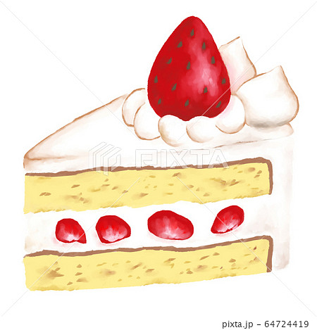 イラスト素材 ケーキ ショートケーキ 苺 水彩 のイラスト素材