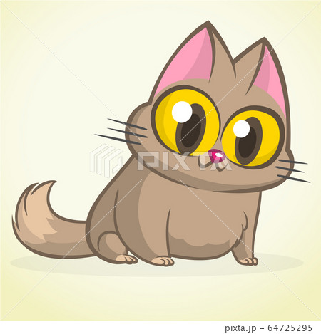 Cute And Funny Cartoon Cat Vector Illustrationのイラスト素材