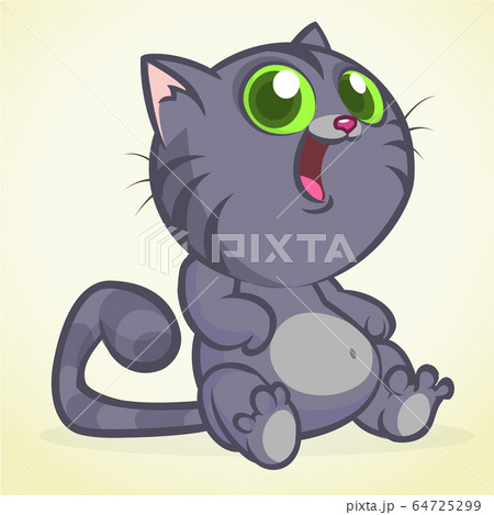 Funny Cartoon Cat Vector Illustrationのイラスト素材