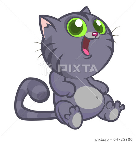 Funny Cartoon Cat Vector Illustrationのイラスト素材
