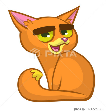 Cute And Funny Cartoon Cat Vector Illustrationのイラスト素材