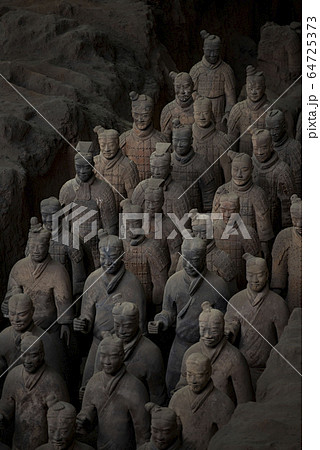 Terracotta Warrior Army in Pit 1 Exhibition with more than 6,000 warriors and horses, Lintong, Xi'an, Shaanxi, China 64725373