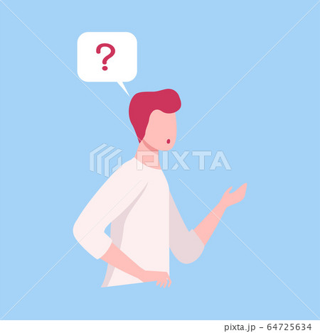 Man Thinking With Question Mark in Speech Bubble, Social Networking, Virtual Relationships Flat Vector Illustration Man Thinking With Question Mark in Speech Bubble, Social Networking, Virtual Relationships Flat Vector Illustration 64725634