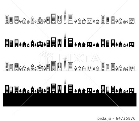 街並みの背景イラスト 町 シンプルのイラスト素材