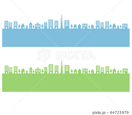 街並みの背景イラスト 町 シンプルのイラスト素材