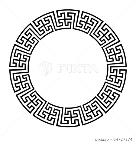 Greek key round frame. Greek border. Vector 64727274