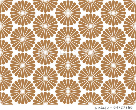 Japanese Kiku Chrysanthemum floral vector seamless pattern. 64727366