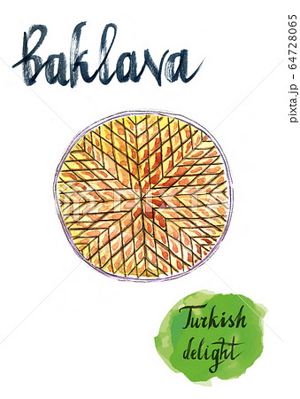 Perfect turkish sweet dessert with walnuts Perfect turkish sweet dessert with walnuts 64728065