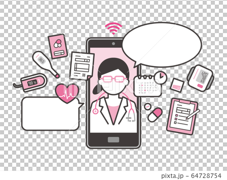 Online medical care vector icon smartphone female doctor 64728754
