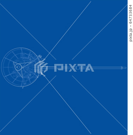 Communication satellite concept outline. Vector 64733684