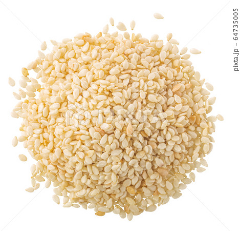 White sesame seeds pile, paths, top White sesame seeds pile, paths, top 64735005