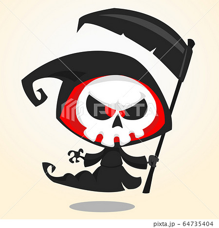 Cute cartoon grim reaper vector illustration 64735404