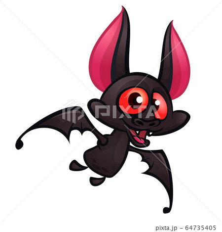 Illustration of Cute Cartoon Halloween bat flying Illustration of Cute Cartoon Halloween bat flying 64735405