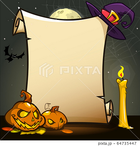 Halloween banner with empty paper scroll 64735447