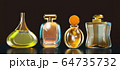 3d illustration perfume bottle stays on glass table with copy space on black background 64735732