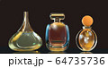 3d illustration perfume bottle stays on glass table with copy space on black background 64735736