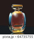 3d illustration perfume bottle stays on glass table with copy space on black background 64735755