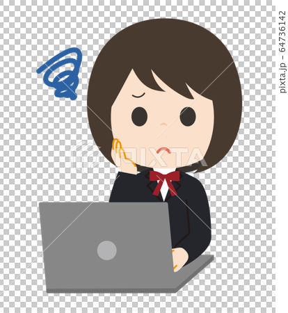 Student girl computer trouble 64736142