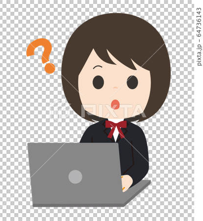 学生　女子　パソコン　疑問 64736143