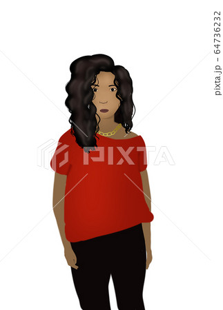 black teenager girl in casual clothes drawing isolated on white 64736232