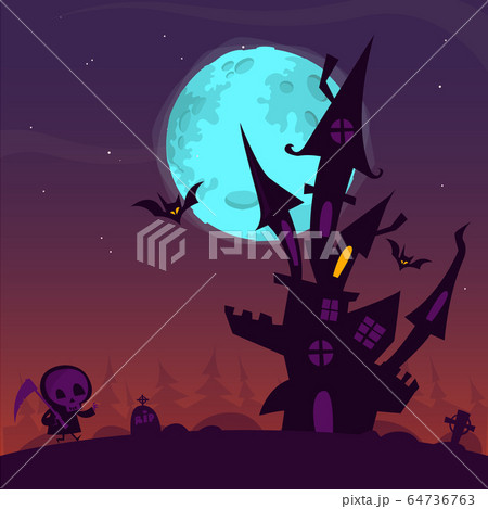 Scary cartoon haunted house. Halloween Vector Scary cartoon haunted house. Halloween Vector 64736763