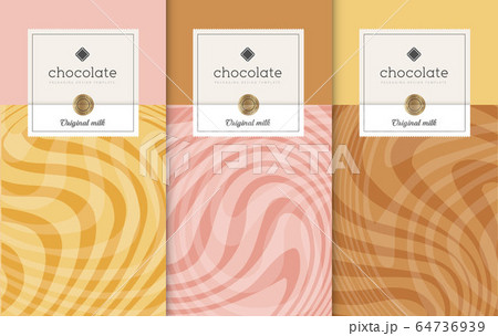 Chocolate bar packaging set. Trendy luxury product branding template with label pattern for packaging. Vector design. Chocolate bar packaging set. Trendy luxury product branding template with label pattern for packaging. Vector design. 64736939