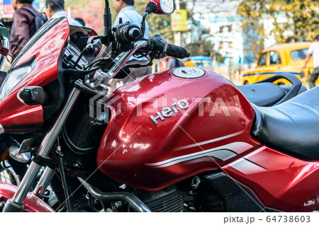 Close up Brand name Hero Honda motorcycle  64738603