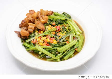 Stir fried Chinese kale with oyster sauce and pork Stir fried Chinese kale with oyster sauce and pork 64738930