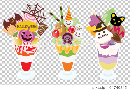 ハロウィーンのパフェのセットのイラスト素材