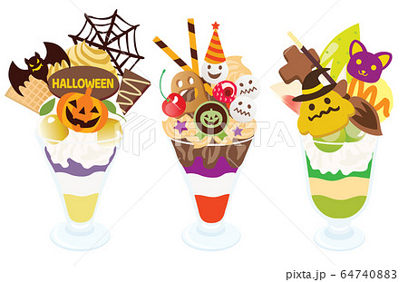 ハロウィーンのパフェのセットのイラスト素材