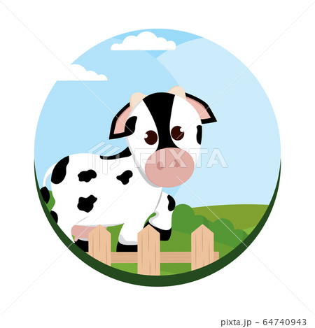 Cute cow cartoon 64740943