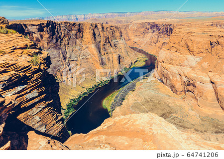 Horseshoe Bend on Colorado River in Glen Canyon, Horseshoe Bend on Colorado River in Glen Canyon, 64741206