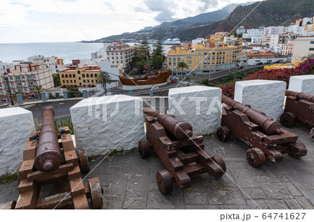 Cannons look out from the Castle of the Virgin. 64741627
