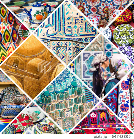 Collage of popular tourist destinations in 64742809