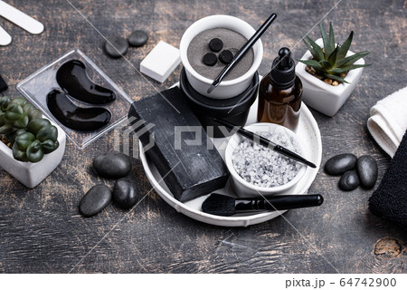 Set of black charcoal detox cosmetics Set of black charcoal detox cosmetics 64742900
