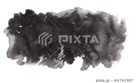 Abstract expressive horizontal black ink stain Abstract expressive horizontal black ink stain 64742907