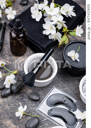 Set of black charcoal detox cosmetics 64742909