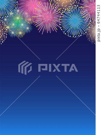 美しい花火フレーム夜空縦のイラスト素材