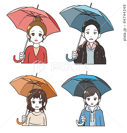 傘をさして憂鬱になる人々(上半身) 64744349