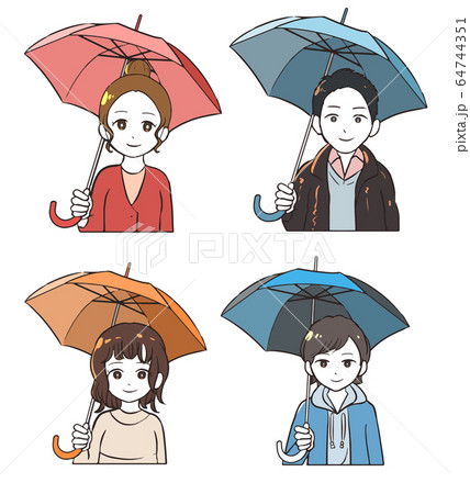 傘をさす人々(上半身) 64744351