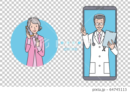 Senior woman receiving online medical treatment Senior woman receiving online medical treatment 64745113